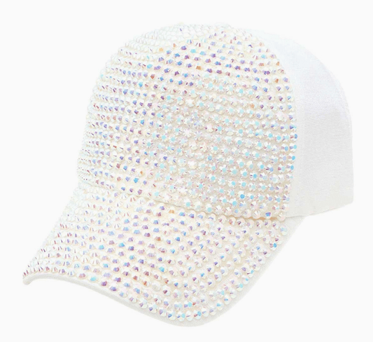 ANGEL NUMBERS GLITTER HAT (White/White Rhinestones) - The Collab Collective