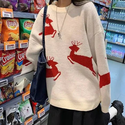 Christmas Time Is Here! Reindeer Jacquard Knit Sweater (Unisex) - The Defined Collective