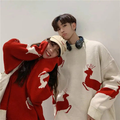 Christmas Time Is Here! Reindeer Jacquard Knit Sweater (Unisex) - The Defined Collective