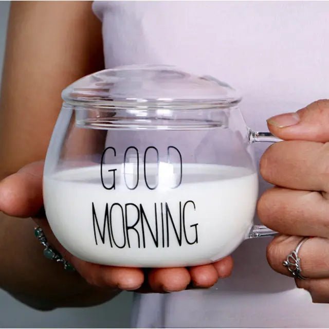 Cozy Intentions: Good Morning Transparent Glass Mug - The Defined Collective
