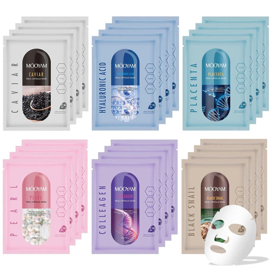 Glassed & Blessed Collection: Mooyam Real Hydrating Mask Set (6 Types) - The Defined Collective