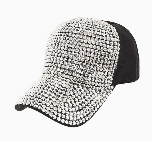 IT’S A VIBE GLITTER HAT (Black/Silver Rhinestones) - The Collab Collective