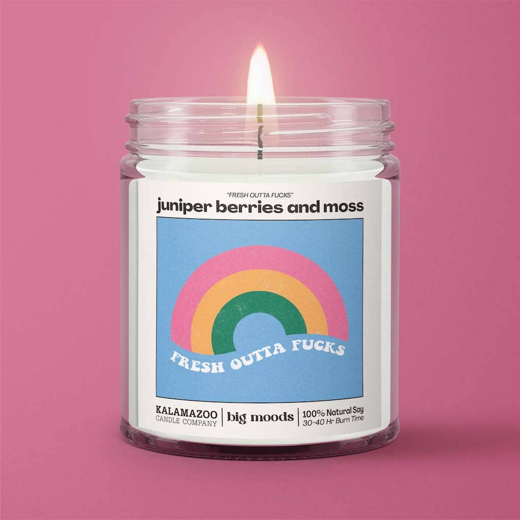 Lit & Inspired : “Fresh Outta Fucks” – Juniper Berries & Moss Candle - The Defined Collective
