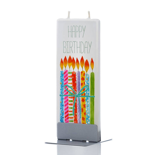 Lit & Inspired : “Happy Birthday!!!” - Hand Painted Flat Candle - The Defined Collective