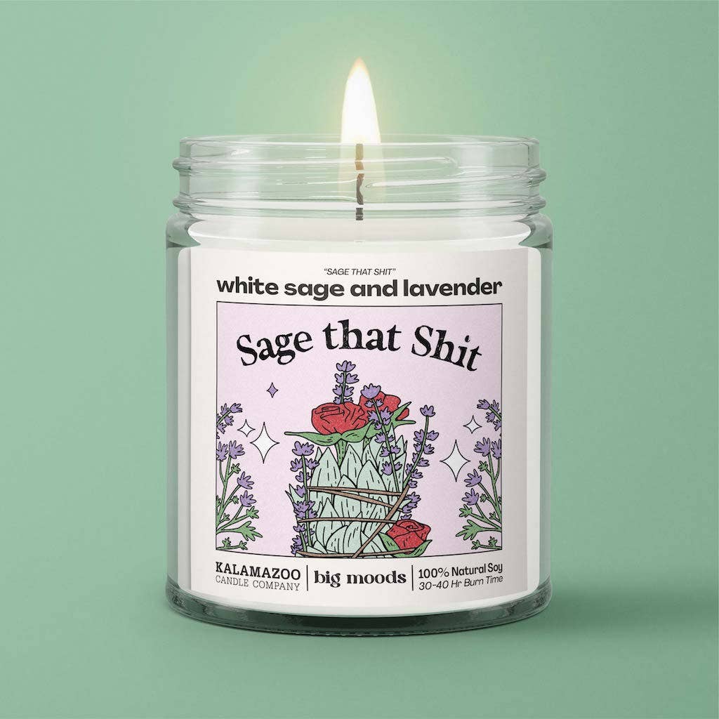 Lit & Inspired: “Sage That Shit” – White Sage & Lavender Candle - The Defined Collective