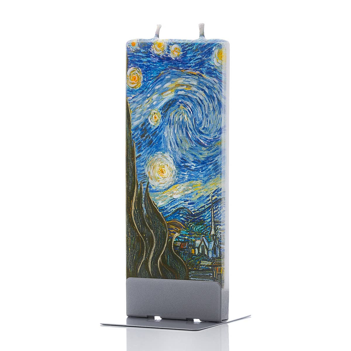 Lit & Inspired: Van Gogh’s Starry Night Hand Painted 6" Flat Candle - The Defined Collective