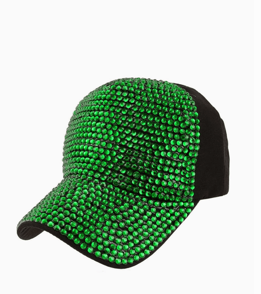 LUCKY CHARM GLOW GLITTER HAT (Black/Green Rhinestones) - The Collab Collective