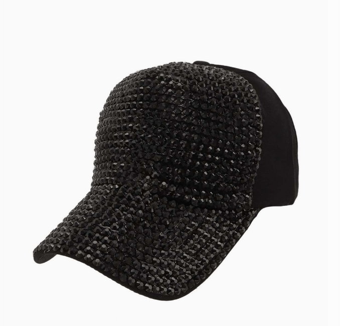 MAIN CHARACTER GLITTER HAT (Black/Black Rhinestones) - The Collab Collective
