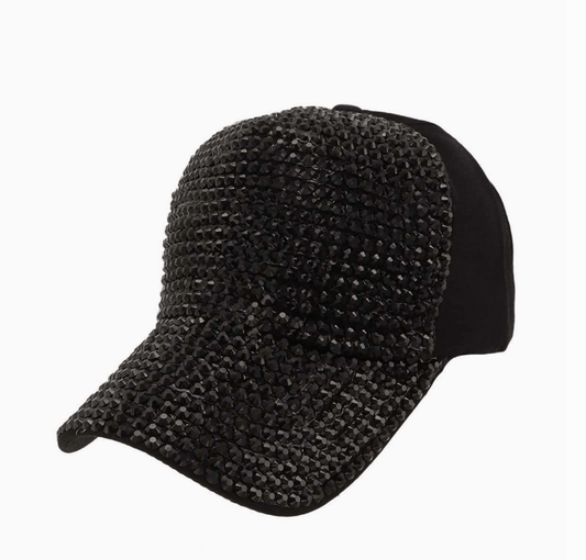 MAIN CHARACTER GLITTER HAT (Black/Black Rhinestones) - The Collab Collective